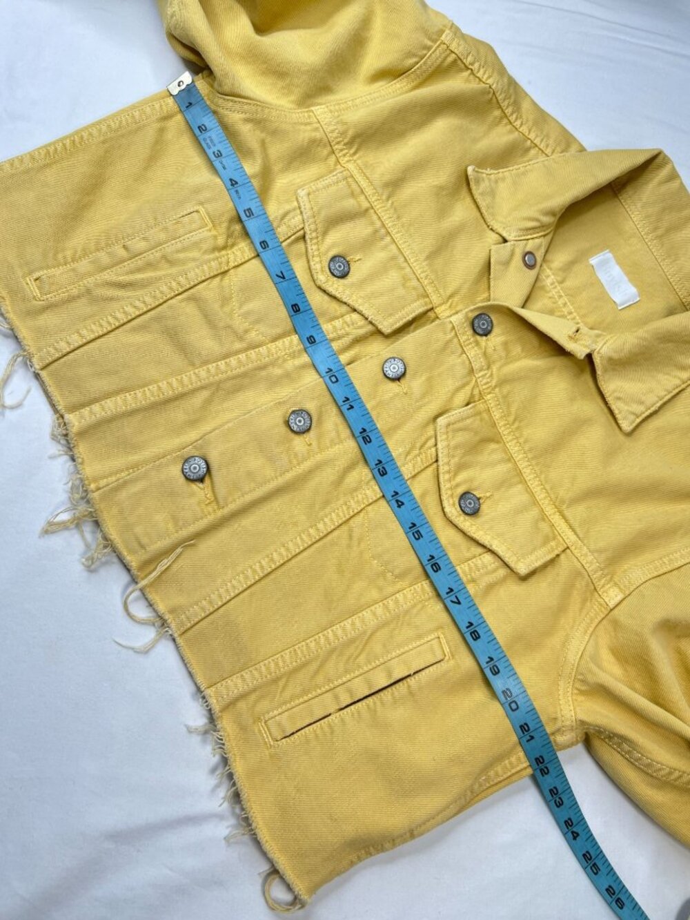 Boyish Jeans The Harvey Cropped Jean Jacket In Honey Light Yellow Frayed Small View 4